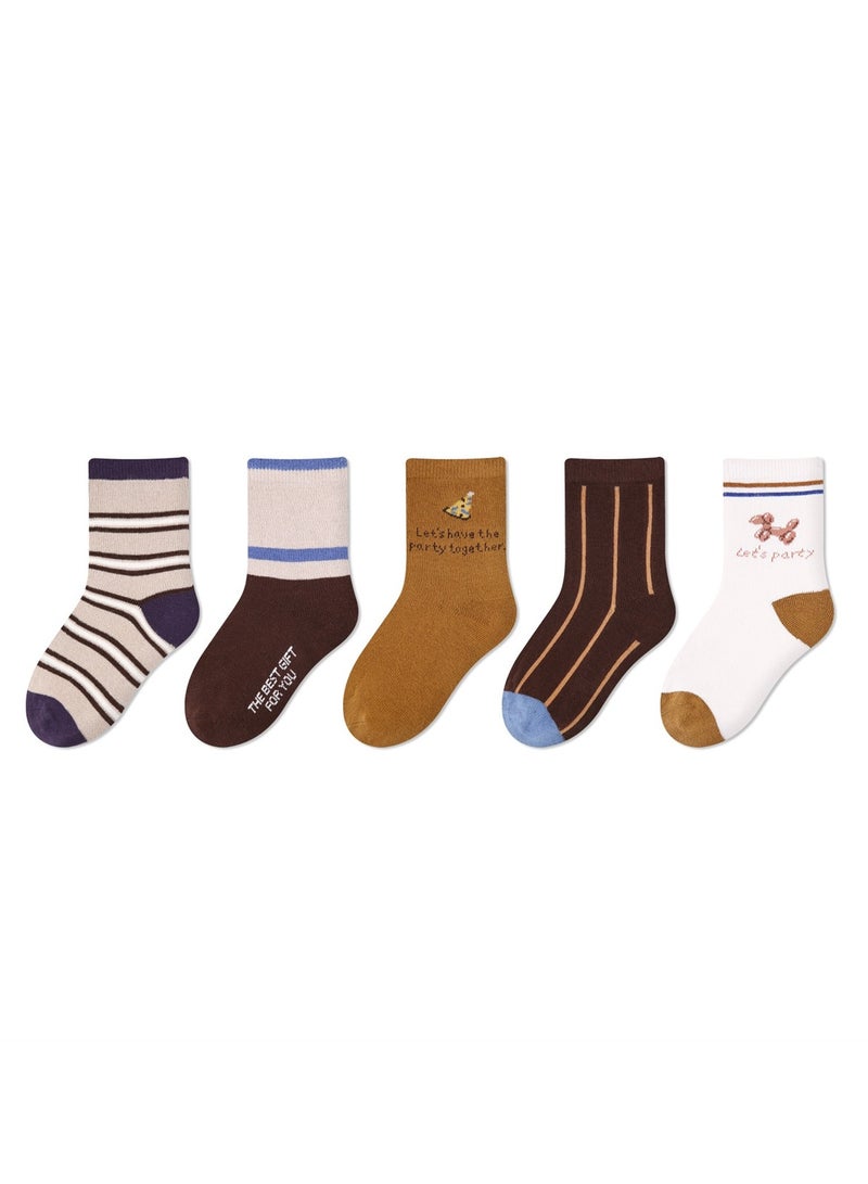 5 pairs of children's socks thin cute cartoon baby socks cotton - Image 1