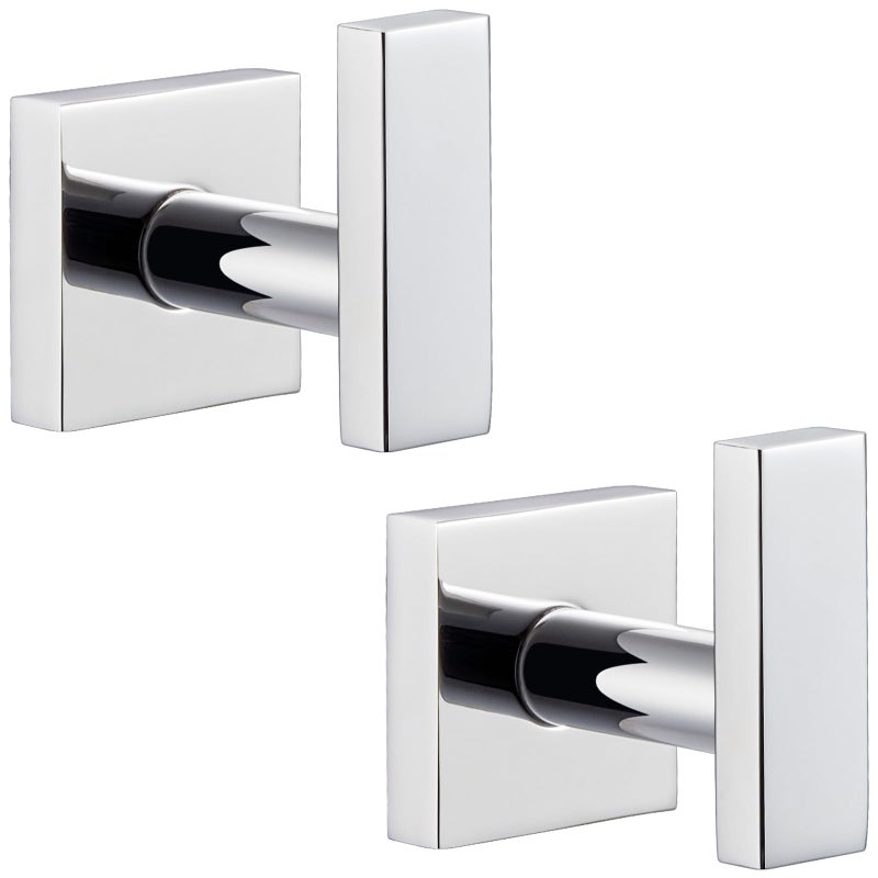 Angle Simple Bath Towel Hook 2 Pack Stainless Steel Square Robe Coat Holder for Wall Bathroom Kitchen Garage Wall Hook for Hanging Tools Polished Chrome