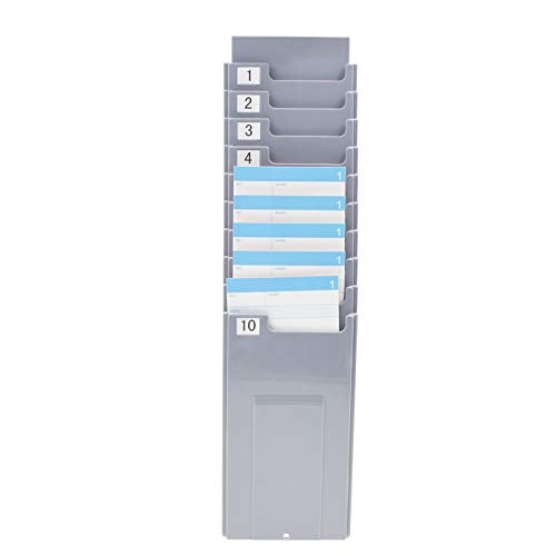 NADAMOO Time Cards Rack Retractable Time Card Holder with 10-Pocket,Plastic Wall Mounted Cards Holder Compatible with Time Card Machine Attendance Recorder Punch Clock for Office, Gray - Image 2