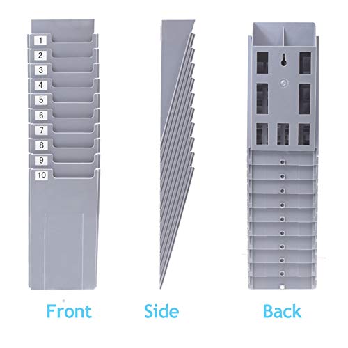 NADAMOO Time Cards Rack Retractable Time Card Holder with 10-Pocket,Plastic Wall Mounted Cards Holder Compatible with Time Card Machine Attendance Recorder Punch Clock for Office, Gray - Image 5