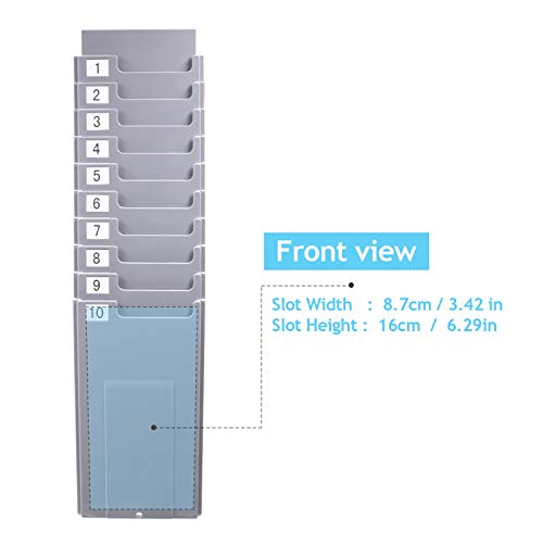 NADAMOO Time Cards Rack Retractable Time Card Holder with 10-Pocket,Plastic Wall Mounted Cards Holder Compatible with Time Card Machine Attendance Recorder Punch Clock for Office, Gray - Image 3