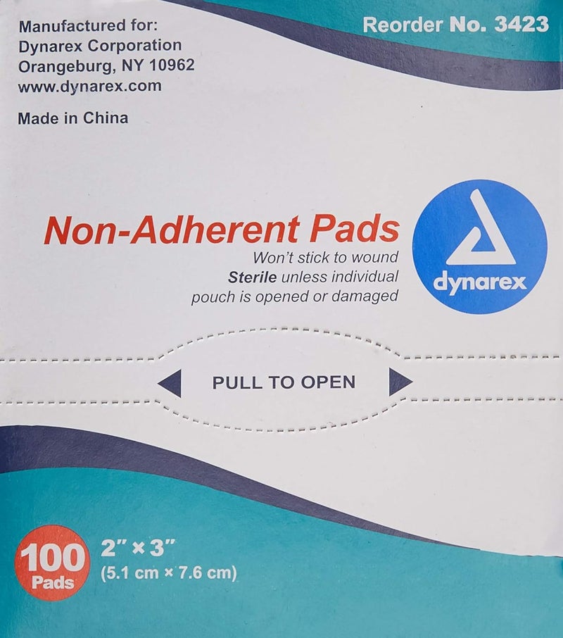 Dynarex NonAdherent Pad Sterile 2x3 Box100 - Image 1