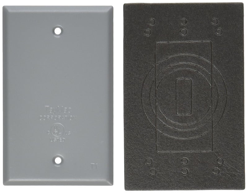 TayMac BC100S Weatherproof Metallic Device Cover Blank Single Gang Gray