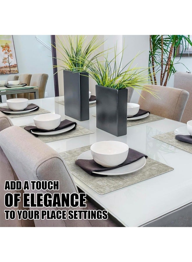 DUNISO 6 Piece Set of Faux Leather Placemats，Including 6 Placemats and 6 Coasters，Stain & Heat Resistant Table Place Mats，Waterproof Table Mats for Dining Table Indoor & Outdoor Use，Light Green  - Image 5