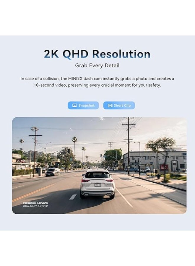 DDPAI 2K Dash Cam for Cars Front, 1440P Dashcam Car Dash Camera 360° Rotatable with Night Vision 24H Parking Monitor 5G Wifi G-Sensor ADAS Loop Recording App Control Max Support 256G, MINI2X - Image 3