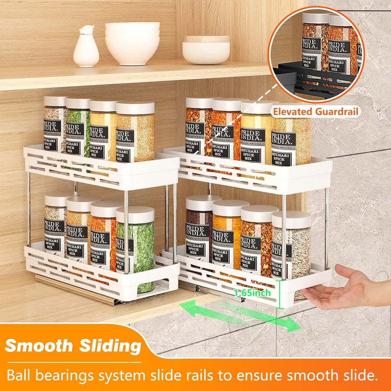 DABIGE Pull-Out Spice Rack for Cabinet, 3 Packs of Pull-Out Spice Racks, Spice Cabinet Organizer, Cabinet Size: 12" high x 11" wide x 5" deep, each level holds 10 - Image 5