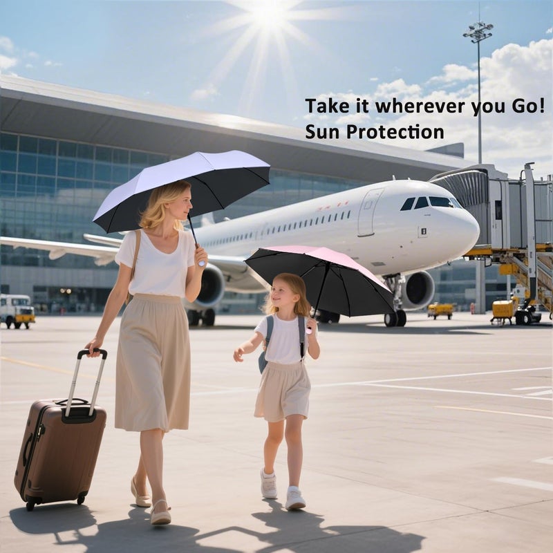 BAODINI Travel Essentials Mini Umbrella for Purse With Case Small Compact UV Sun Protection Lightweight Tiny Pocket Manual Open Close Umbrella for Women Kids and Men Fits Purse Backpack - Image 4