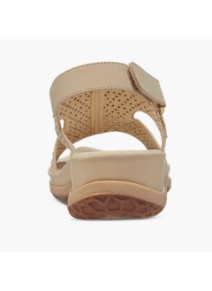 Le Confort Women's Laser Cut Detail Strap Sandals with Hook and Loop Closure  - Image 5