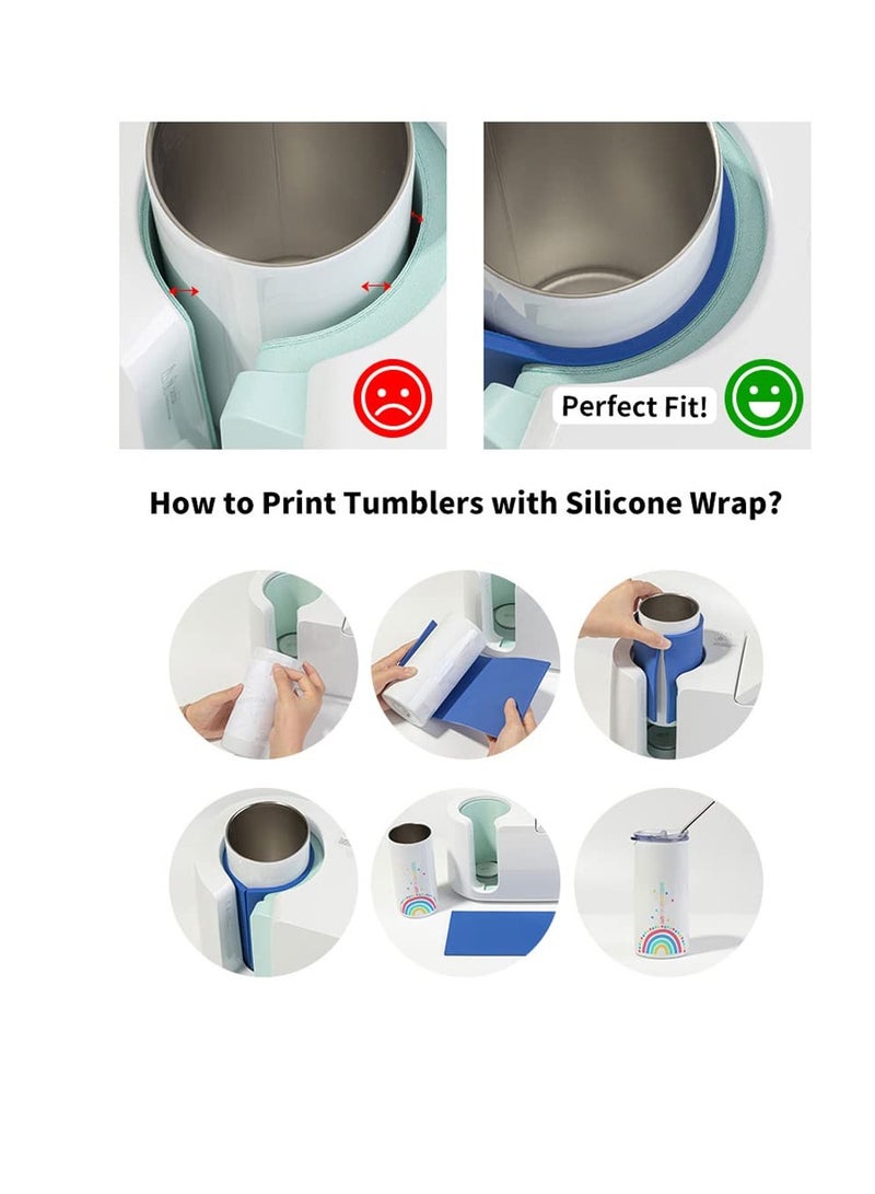 Excefore 3 Pcs Silicone Mug wrap Wrap Sleeve, Sublimation Tumblers Wrap for Cricut Mug Press, Suitable for Mug Cup Press Machine Tumbler Heat Press Attachment (Blue, 9.8x4.8") - Image 5