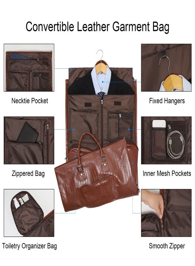 Modoker 2-in-1 Waterproof Leather Garment & Duffel Bag, 45L Carry-On Hanging Suitcase with Detachable Shoulder Strap, Wrinkle-Free Travel Luggage for Men & Women, Light Brown - Image 5