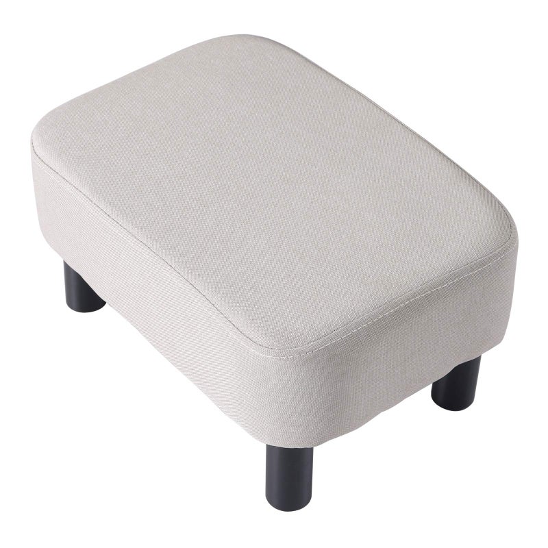 YMYNY 42CM Footstool Rectangle Ottoman with Stable Wooden Legs Modern Linen Fabric Footrest Change Shoes Stool for Living Room Padded Seat for Bedroom Light Gray RFBD213