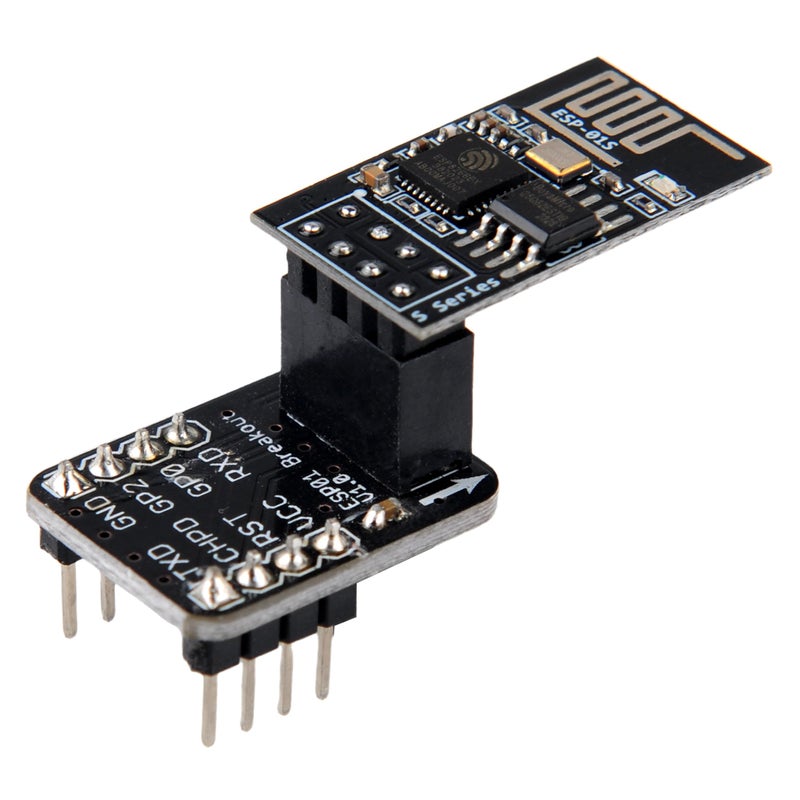 ESP8266 ESP-01S WiFi Serial Transceiver Module with 4MB Flash + ESP8266 ESP-01 Breakout Board Breadboard Adapter