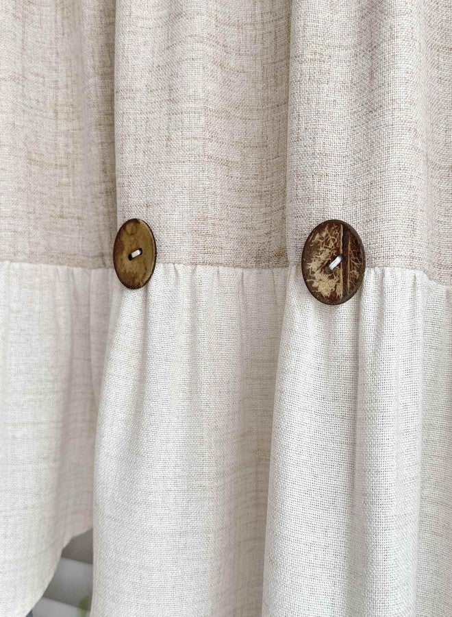AiFMQQ Farmhouse Boho Linen Button Swag Valance Curtains for Kitchen Window Dining Room Cafe Valance for Small Windows Bathroom Macrame Swag Valances Rod Pocket 1 Panel (Beige-Triangle, W52 L35 inch) - Image 5