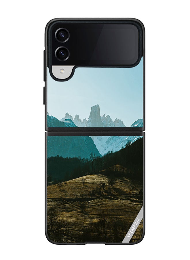 VR CREATIVE Protective Case Cover For Samsung Galaxy Z Flip4 Green Hills Design Multicolour - Image 1