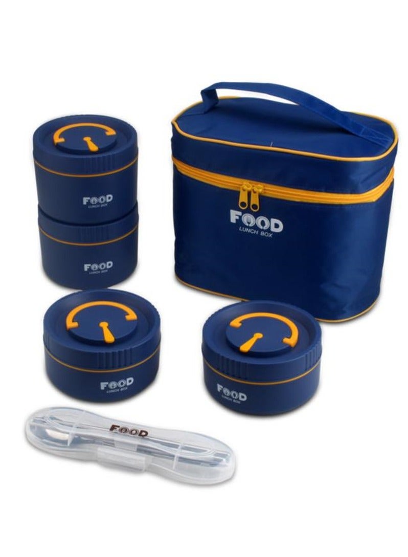 Golden Bento Box, Lunch Box For Kids And Adults With Insulated Lunch Box, Portable Stainless Steel Lunch Box set. 4 Stackable Lunch Boxes and Insulated Bag - Image 1
