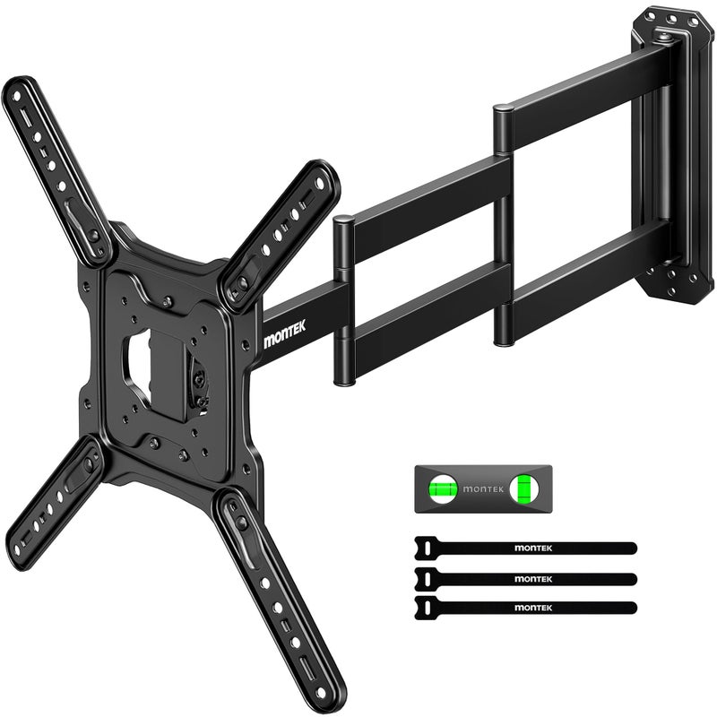 monTEK Long Arm TV Wall Mount for Most 23-65 Inch TVs, 37 Inch Long Extension TV Mount Swivel and Tilt, Full Motion Wall Mount Tv Bracket Fit Max VESA 400 x 400mm, Up to 77 lbs - Image 1