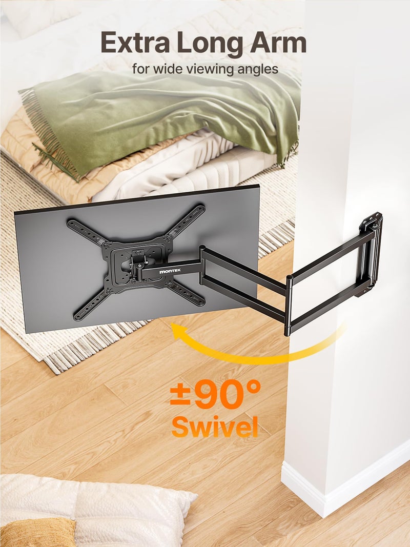 monTEK Long Arm TV Wall Mount for Most 23-65 Inch TVs, 37 Inch Long Extension TV Mount Swivel and Tilt, Full Motion Wall Mount Tv Bracket Fit Max VESA 400 x 400mm, Up to 77 lbs - Image 4