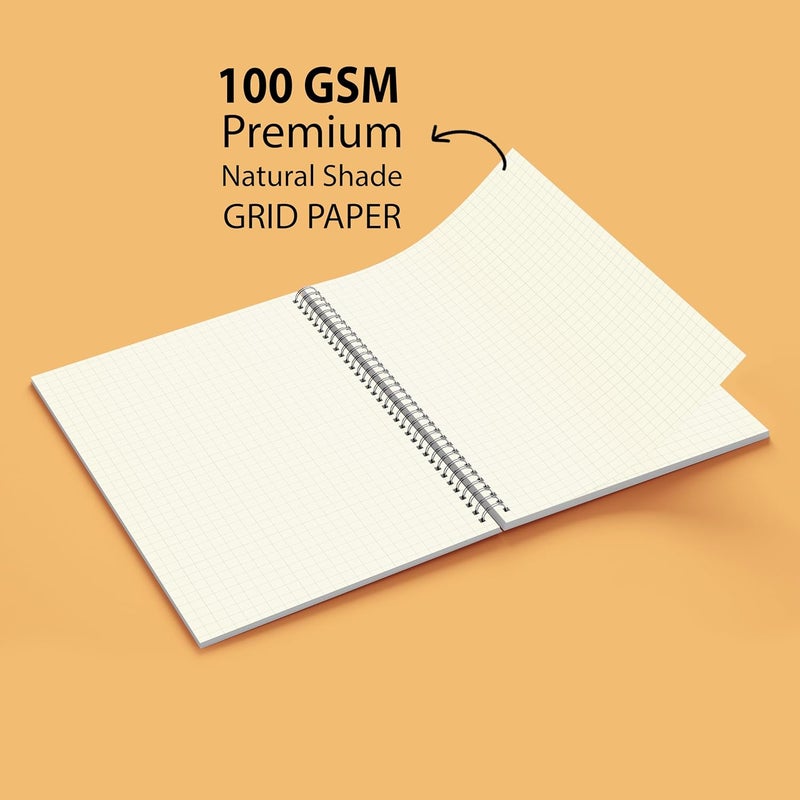 PAPERO Professional A4 Square Grid Notebook | 5MM Square Graph Design | A4 Size (8.5 x 11 inches) | Ideal for Architects & Designers | Kraft Cover | 100 Pages | Red - Image 2