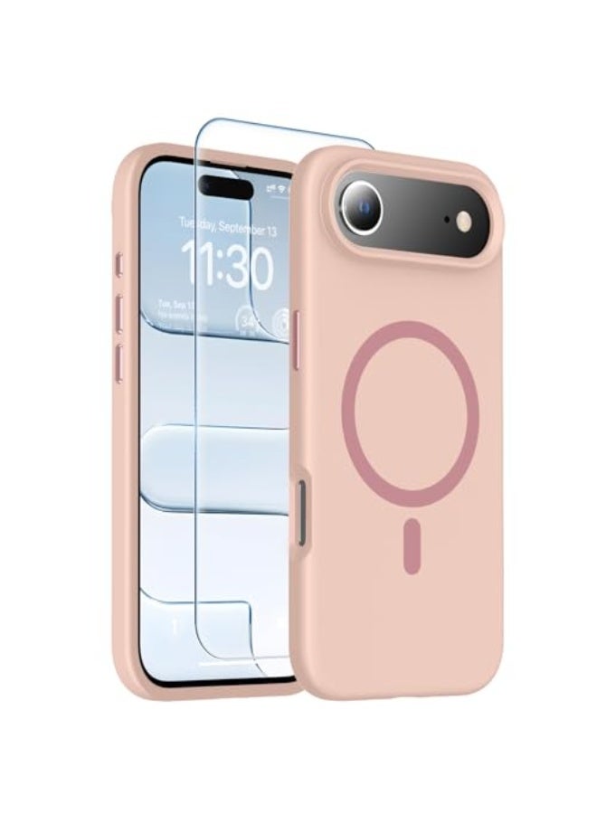 DUSALA Magnetic for iPhone Air Case [Compatible with MagSafe] [Soft Anti-Scratch Microfiber Lining],Premium Silicone with Screen Protector,Shockproof Protective iPhone 17 Air Phone Case,Pink - Image 1