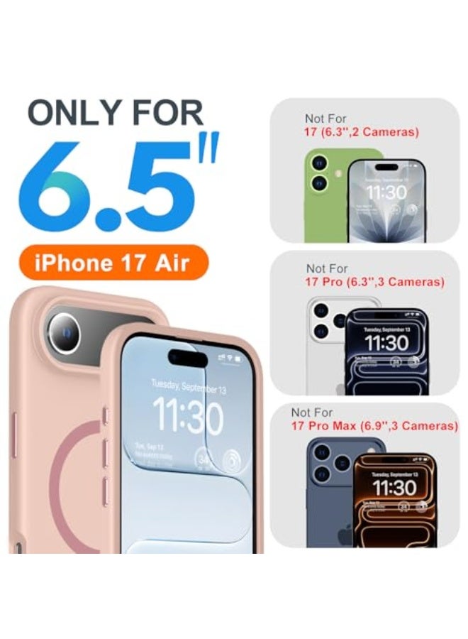 DUSALA Magnetic for iPhone Air Case [Compatible with MagSafe] [Soft Anti-Scratch Microfiber Lining],Premium Silicone with Screen Protector,Shockproof Protective iPhone 17 Air Phone Case,Pink - Image 2