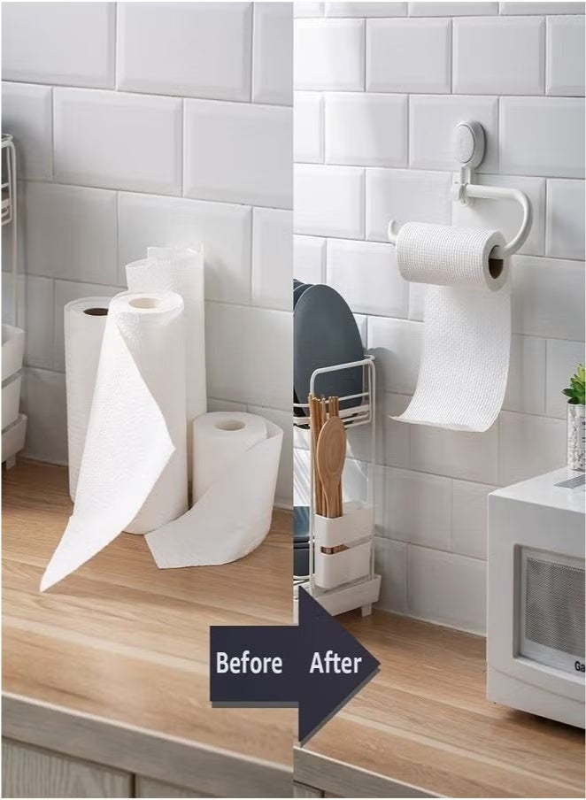 Kitchen Tissue Roll Holder Vacuum Suction Wall Mounted Organizer Tissue Holder and Suction Cup Clear Hanger Toilet Paper Roll Holder  - Image 5