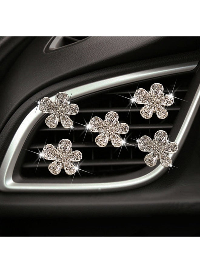 Hirospace 6PCS Silvery Rhinestone Flower Car Vent Clips,Cute Colorful Bling  Flower Decor for Women Girls,Auto Interior Accessories Universal for Most Vehicles - Image 4