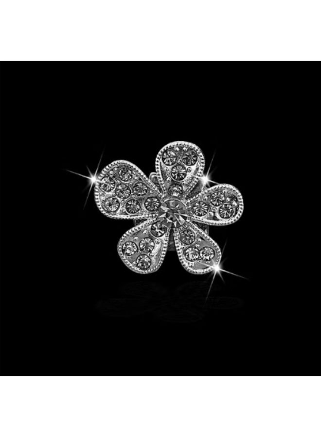 Hirospace 6PCS Silvery Rhinestone Flower Car Vent Clips,Cute Colorful Bling  Flower Decor for Women Girls,Auto Interior Accessories Universal for Most Vehicles - Image 3