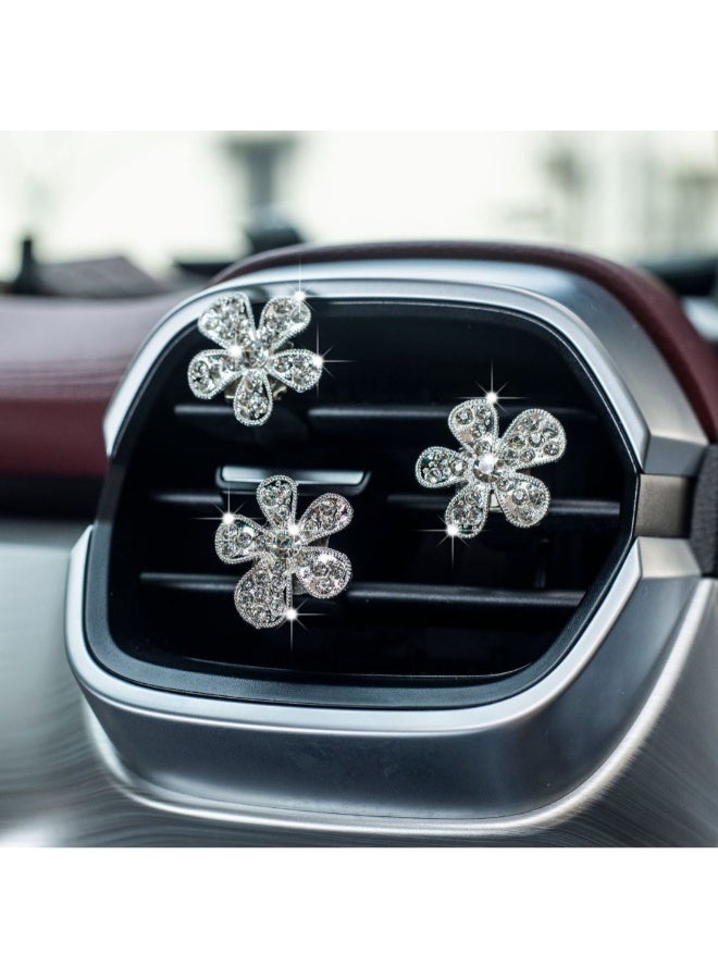 Hirospace 6PCS Silvery Rhinestone Flower Car Vent Clips,Cute Colorful Bling  Flower Decor for Women Girls,Auto Interior Accessories Universal for Most Vehicles - Image 2