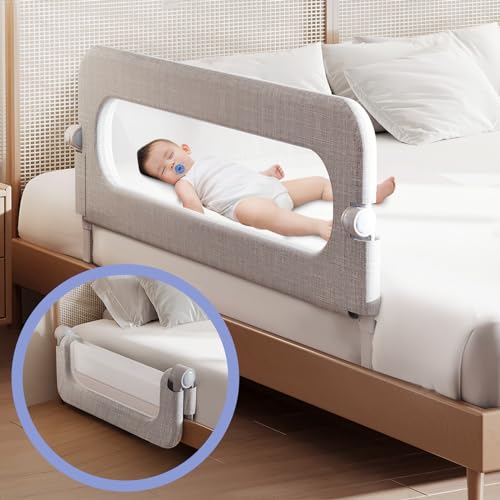 Baby Bed Rails Guard for Toddlers 32 Toddler Bed Rail for Queen Full King Twin Crib Bunk Size Bed Adjustable Heights Foldable Portable Bedrail Extra Tall Child Safety Side Railing Guards for Kids