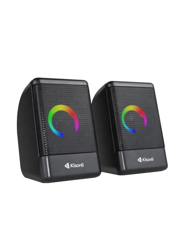 Kisonli L-8080 USB Stereo Speaker with LED / RGB Lighting - Image 1