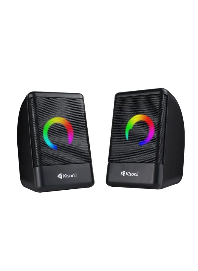 Kisonli L-8080 USB Stereo Speaker with LED / RGB Lighting - Image 2