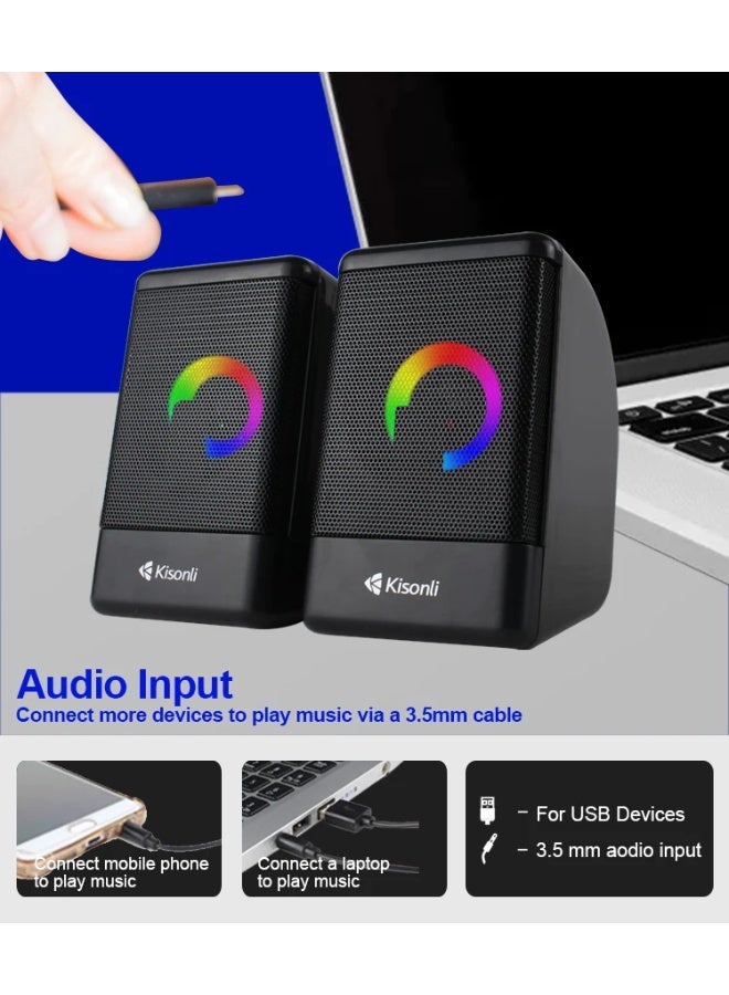 Kisonli L-8080 USB Stereo Speaker with LED / RGB Lighting - Image 3