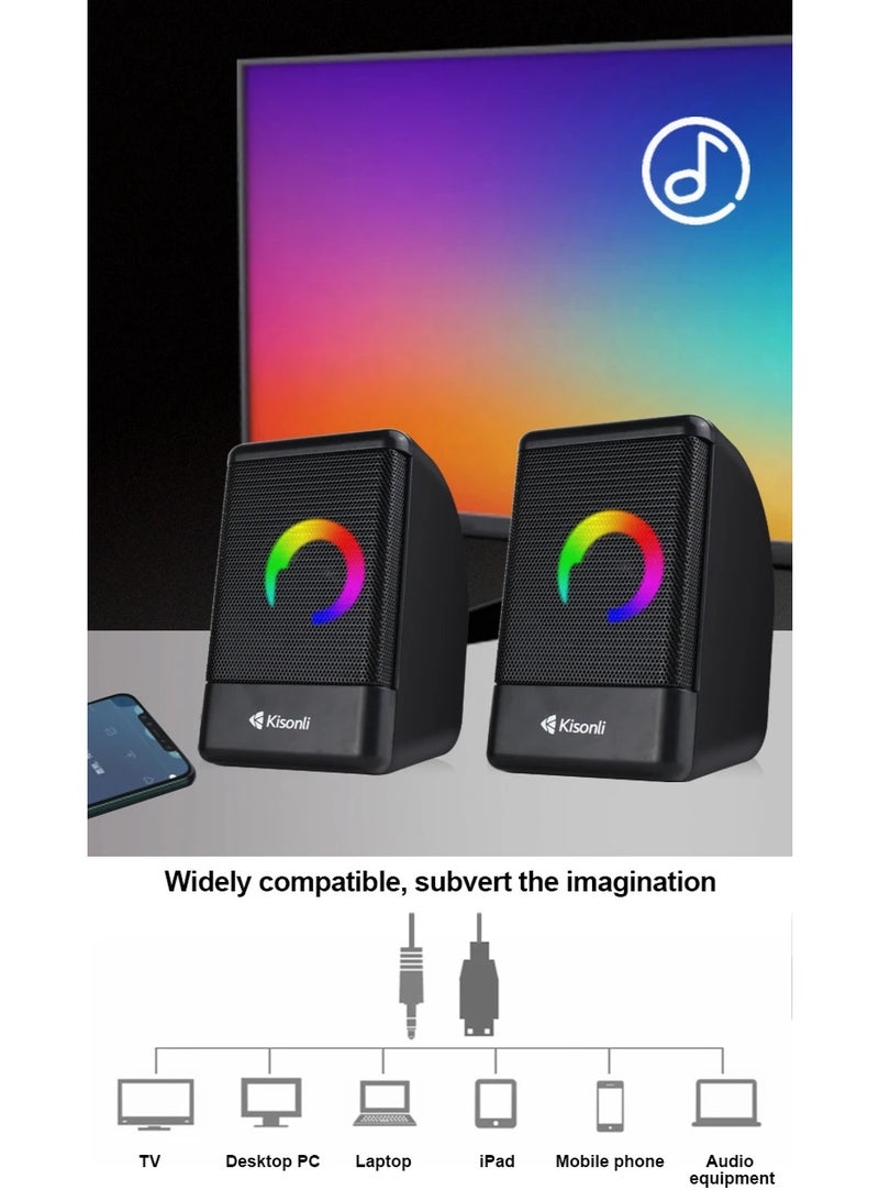 Kisonli L-8080 USB Stereo Speaker with LED / RGB Lighting - Image 5