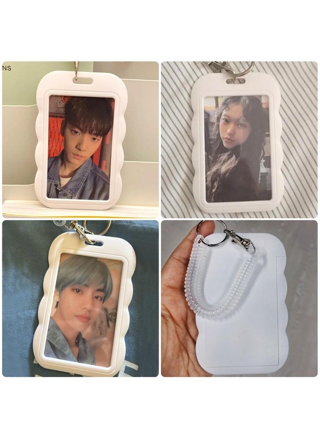 YAHUIPEIUS - Acrylic Photocard Holder Keychain Photo Card Holders 3 Inch Id Badge Holder Bus Card Credit Id Bank Card Holder (Waves White) - Image 1