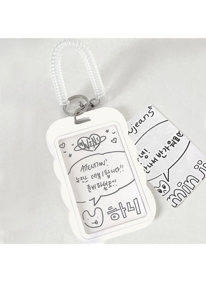 YAHUIPEIUS - Acrylic Photocard Holder Keychain Photo Card Holders 3 Inch Id Badge Holder Bus Card Credit Id Bank Card Holder (Waves White) - Image 1