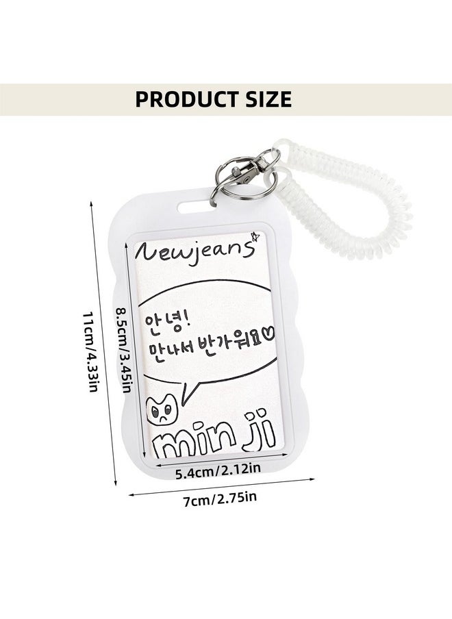 YAHUIPEIUS - Acrylic Photocard Holder Keychain Photo Card Holders 3 Inch Id Badge Holder Bus Card Credit Id Bank Card Holder (Waves White) - Image 1