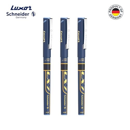Luxor Schneider LX7 Technoroller | Pack of 3 (Blue) | Variant | 0.7 mm tip | 100% Liquid Ink Roller Pen | German Technology | Smooth writing experience | Ideal Pen for Students & Professionals - Image 2