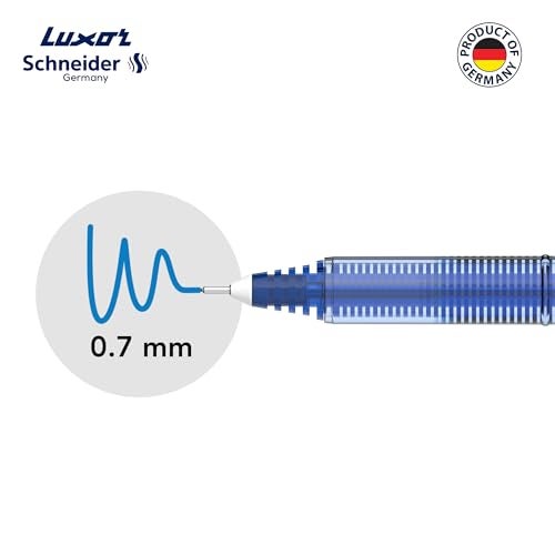 Luxor Schneider LX7 Technoroller | Pack of 3 (Blue) | Variant | 0.7 mm tip | 100% Liquid Ink Roller Pen | German Technology | Smooth writing experience | Ideal Pen for Students & Professionals - Image 3