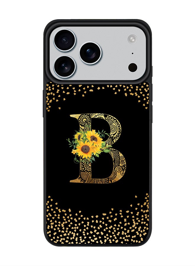 Stylizedd iPhone 17 Pro Max Case, [Compatible with MagSafe] Slim Magnetic cover Phone Case iPhone 17 Pro Max -Custom Floral Monogram - B ( Black ) - Image 1
