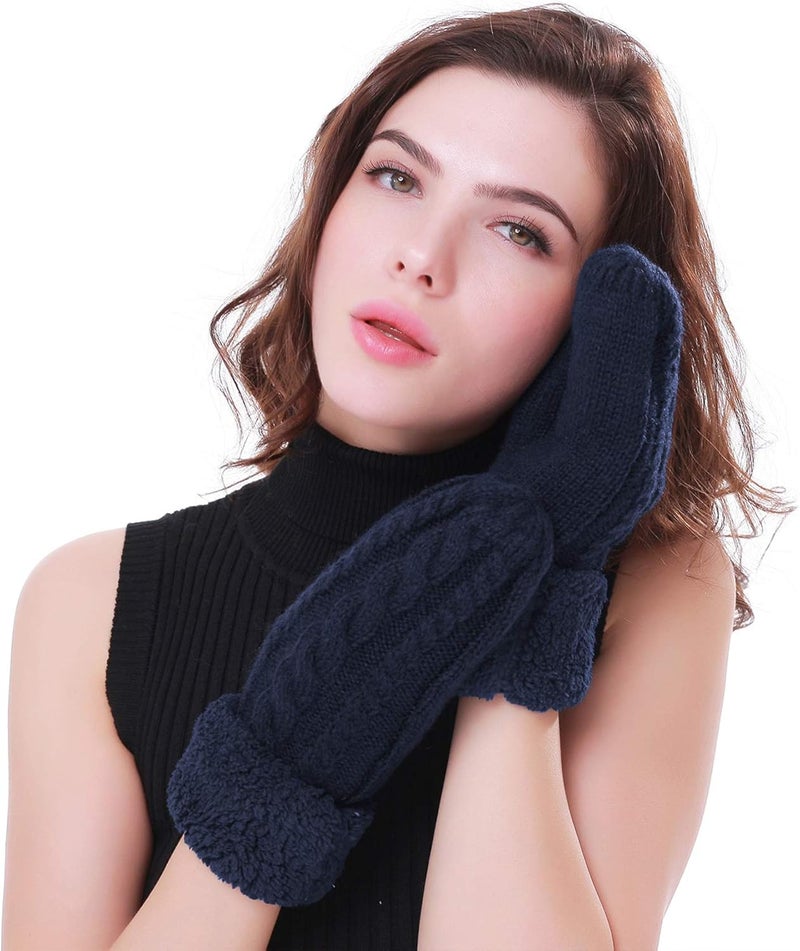 Whiteleopard Women's Winter Gloves Warm Lining - Cozy Wool Knit Thick Gloves Mittens - Image 4