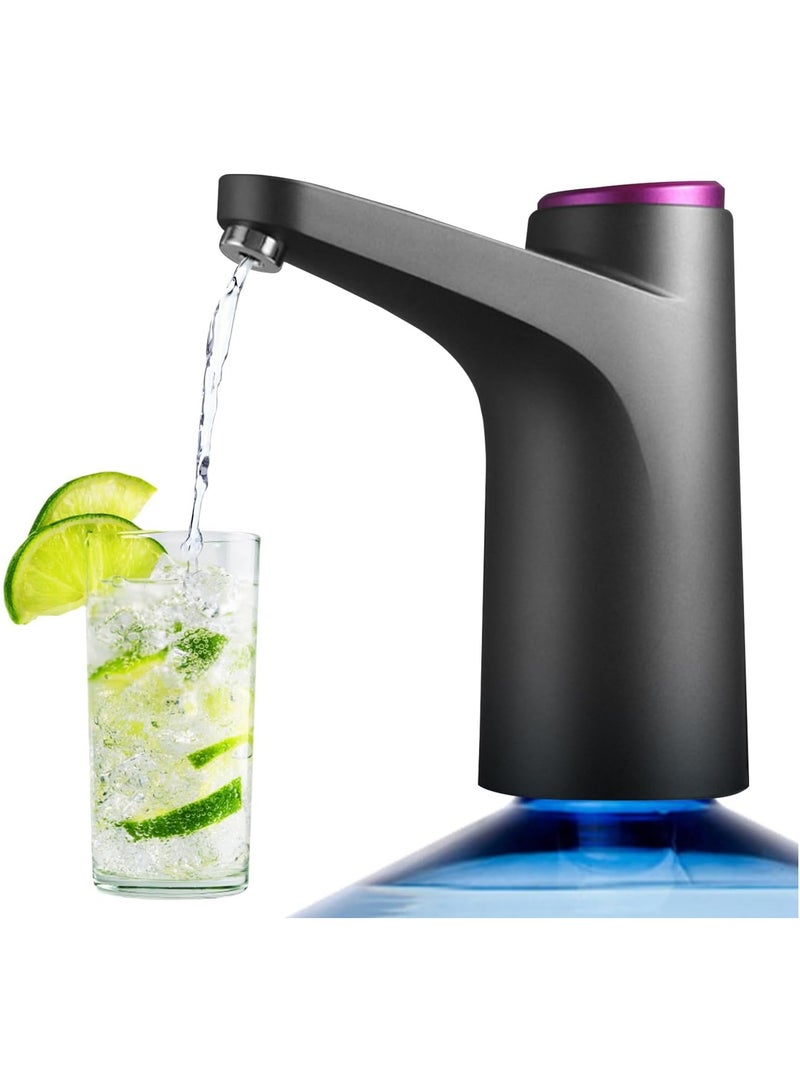 مضخة زجاجات مياه عالمية مضخة مياه شرب أوتوماتيكية محمولة، سهلة الحمل، مضخة زجاجات شحن USB، مناسبة لنوافير الشرب المحمولة الداخلية والخارجية (أسود) - Image 1