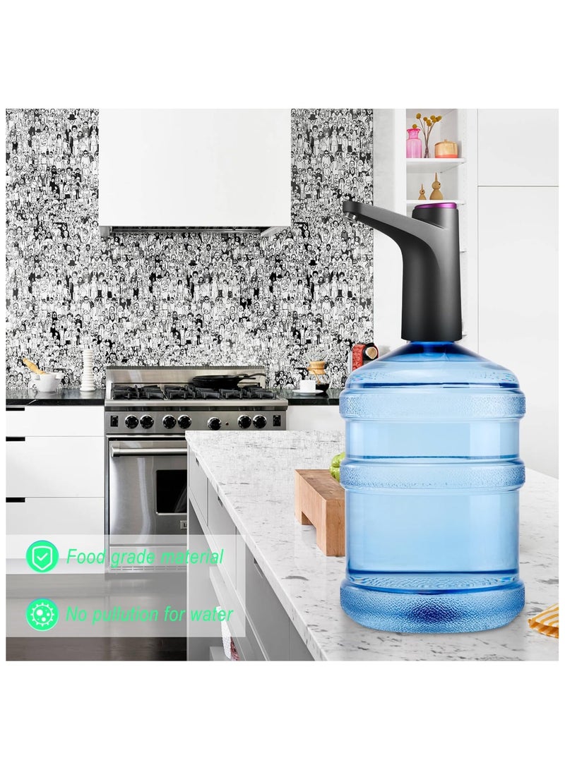 مضخة زجاجات مياه عالمية مضخة مياه شرب أوتوماتيكية محمولة، سهلة الحمل، مضخة زجاجات شحن USB، مناسبة لنوافير الشرب المحمولة الداخلية والخارجية (أسود) - Image 4