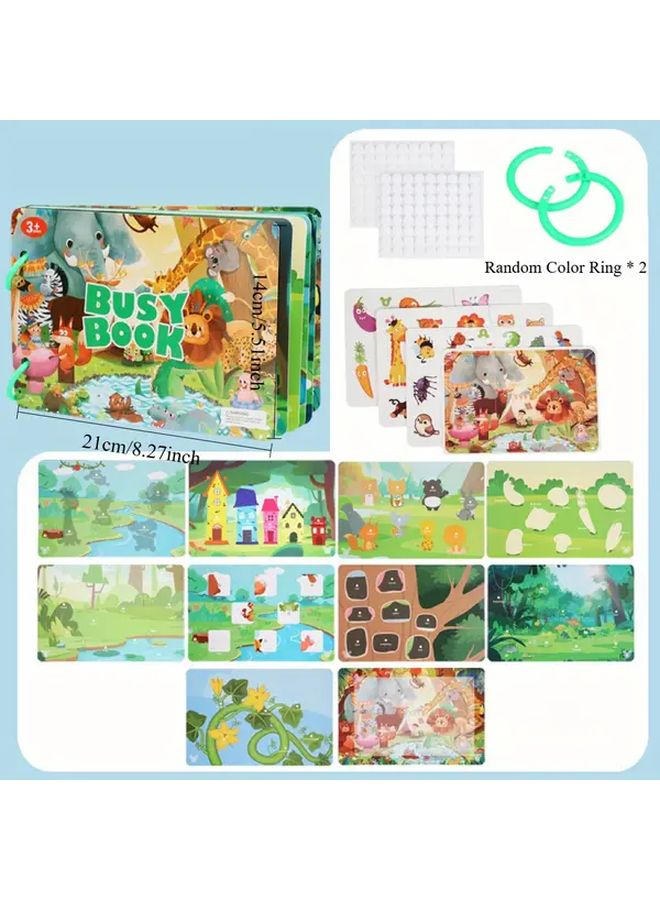 كتاب الحيوانات المشغول للأطفال يعزز المهارات المعرفية والبراعة اليدوية - Image 1