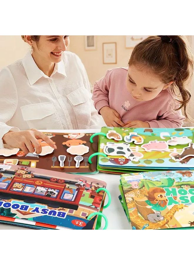 كتاب الحيوانات المشغول للأطفال يعزز المهارات المعرفية والبراعة اليدوية - Image 2