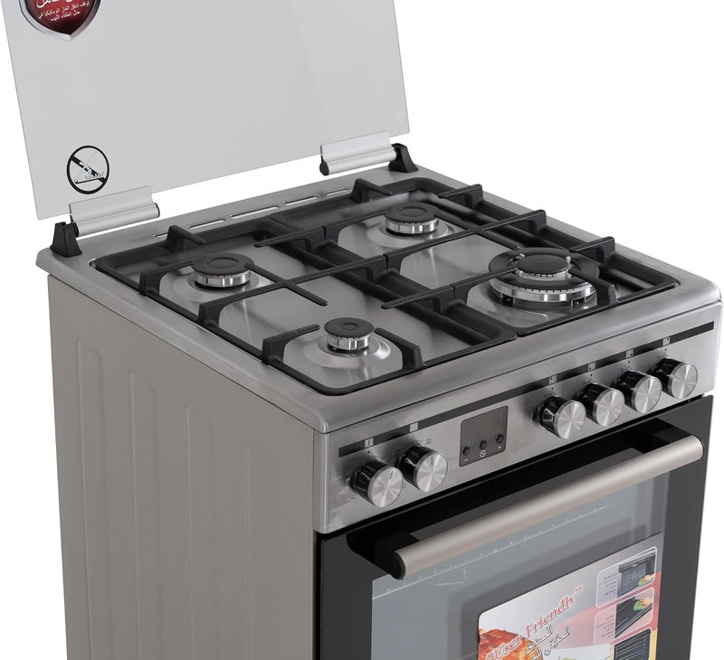 Terim 60X60 Cooker, 4 Gas Burners, with 55L Oven Capacity, Stainless Steel, TERGE66ST TERGE66ST Silver - Image 5