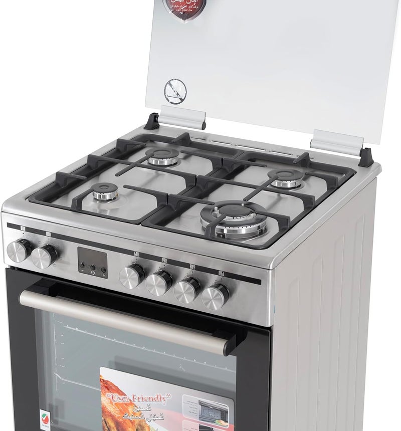 Terim 60X60 Cooker, 4 Gas Burners, with 55L Oven Capacity, Stainless Steel, TERGE66ST TERGE66ST Silver - Image 4