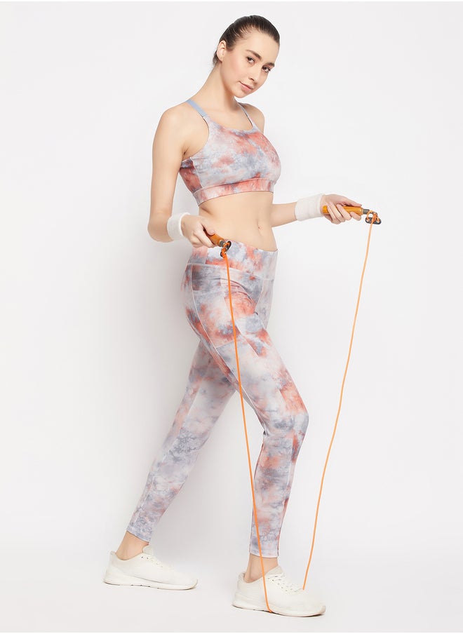 Clovia Tie and Dye Print Medium Impact Padded Sports Bra with Removable Cups  - Image 1
