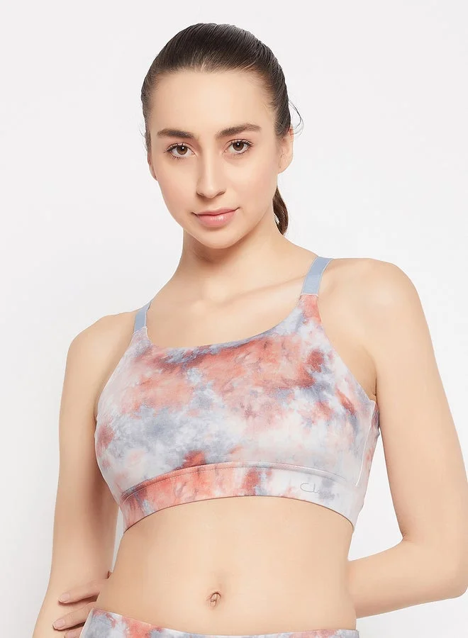 كلوفيا حمالة صدر رياضية مبطنة بتأثير متوسط بطبعة ربطة وصباغة مع أكواب قابلة للإزالة