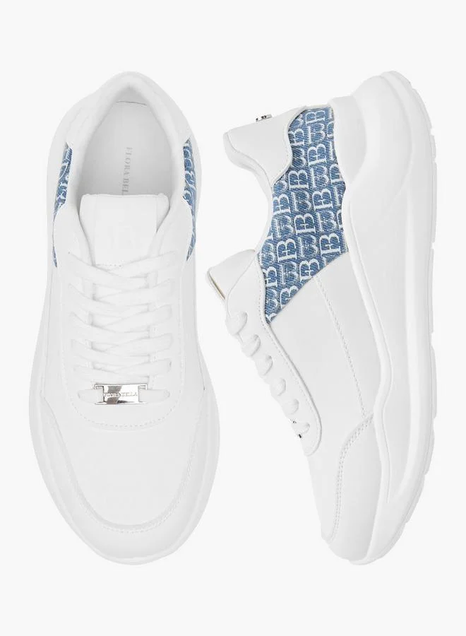 فلورا بيلا من شو إكسبرس سنيكرز نسائي بنقش المونوغرام مزين بالدانتيل