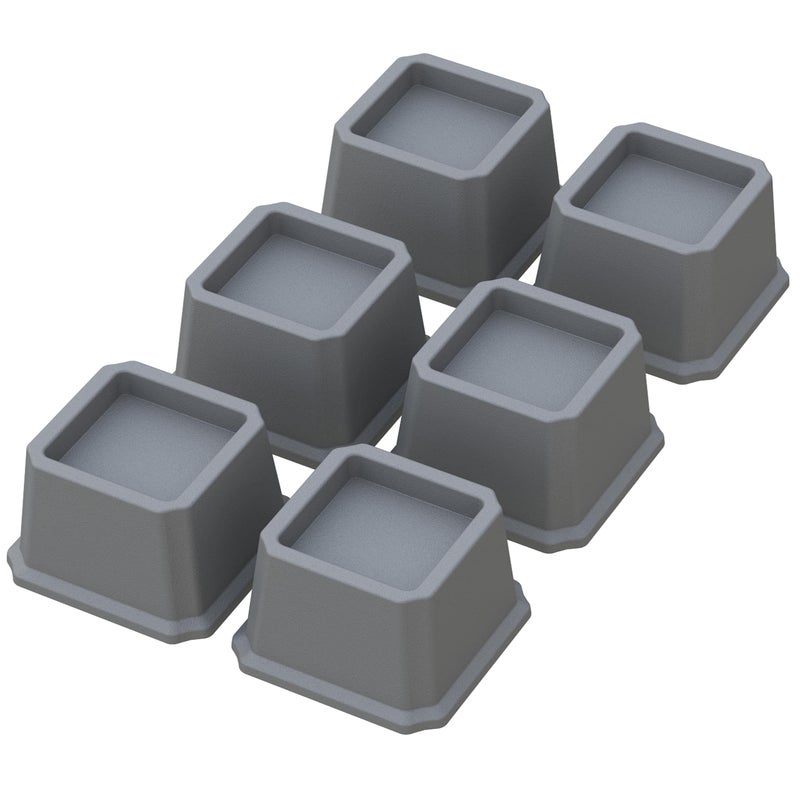 Whynonap Whynonap Bed Risers 2 Inch Heavy Duty Bed Elevators Set of 6 Lifts Up 2000 lbs Furniture Riser for Sofa and Table Gray 